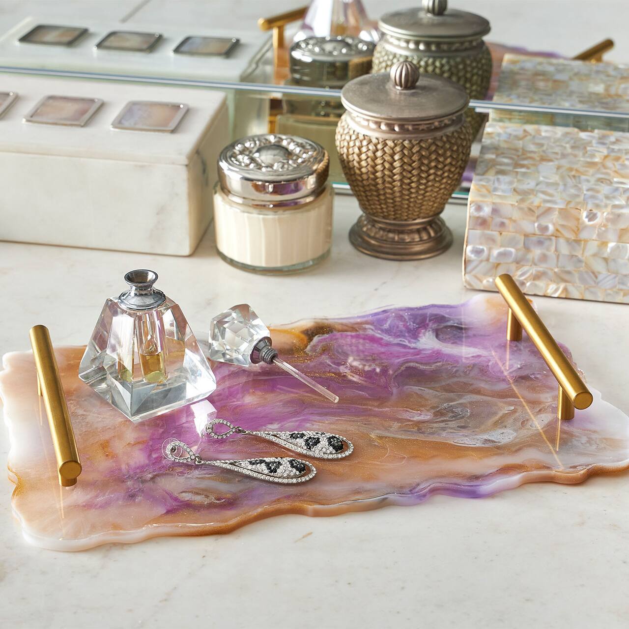 Plateau en résine marbré pour meuble-lavabo